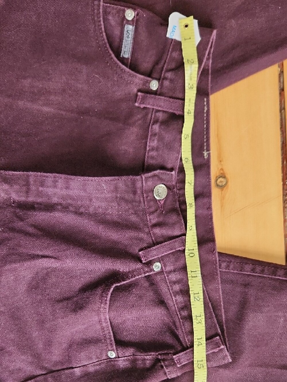 Vintage Lee Riveted Jeans in Deep Plum - Picture 7 of 8